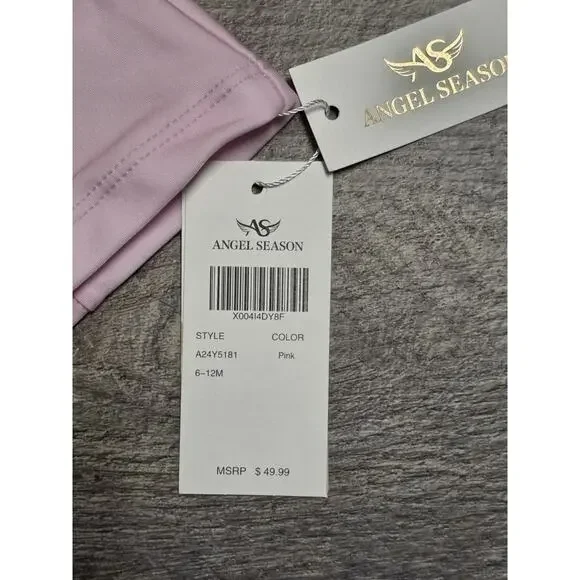 Angel Season Baby Girl Rash Guard Pink 6-12M Long Sleeve Swim Shirt Cherry New - Picture 3 of 3